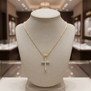 PN115432Y14DI1. 14K Solid Gold Cross Diamond Charm